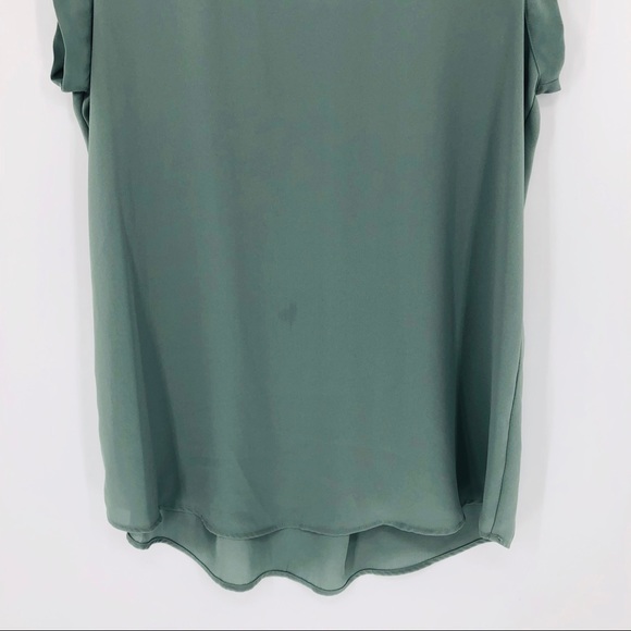 Anthro Pleione Sage Green Sheer Drape Blouse - Picture 3 of 9